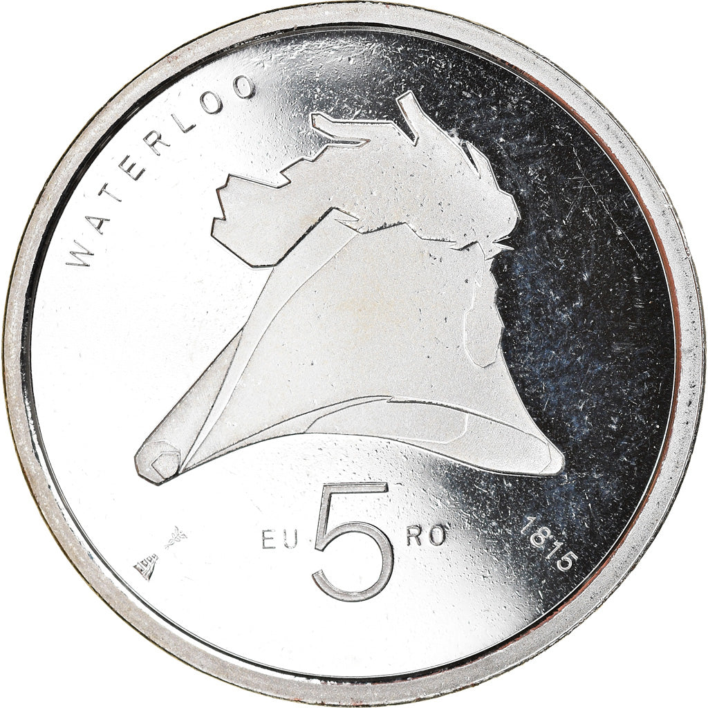 Netherlands, 5 Euro, Bataille de Waterloo, 2015, AU(50-53), Copper Plated Silver