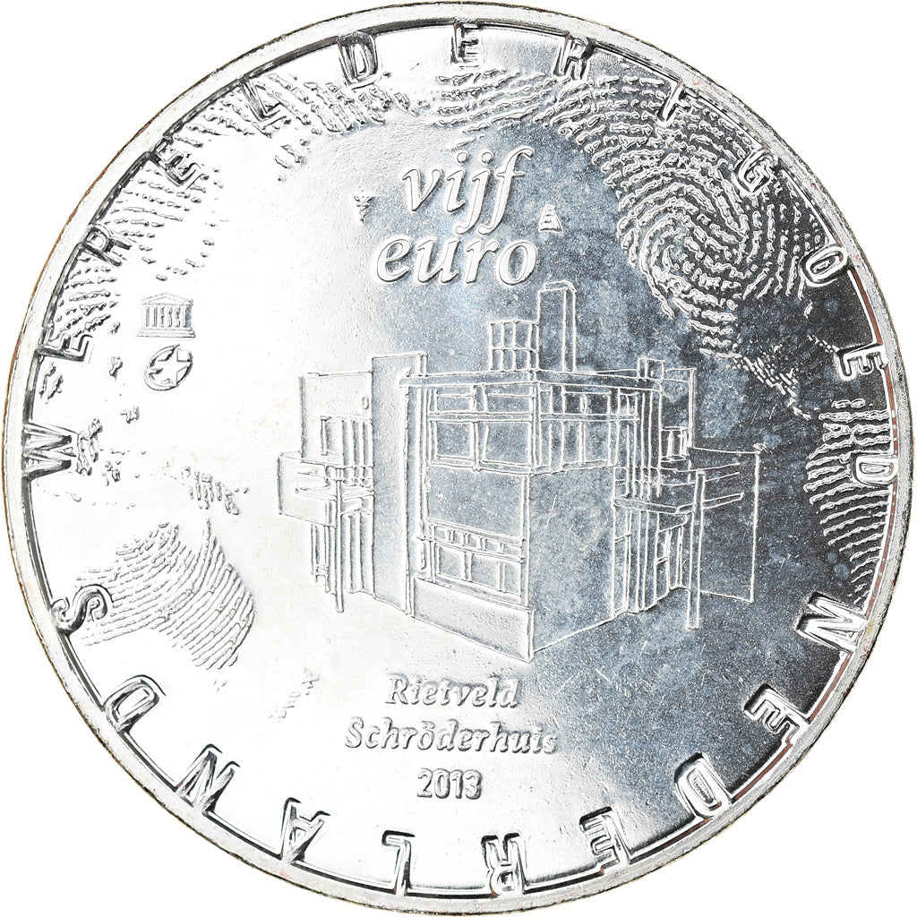 Netherlands, 5 Euro, Rietveld Schröderhuis, 2013, MS(60-62), Silver Plated
