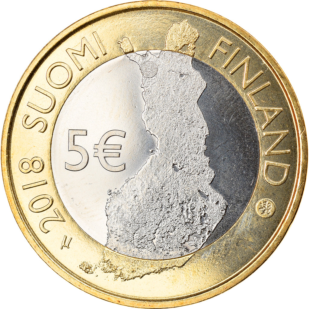 Finland, 5 Euro, PALLASTUNTURI, 2018, Vantaa, MS(63), Bi-Metallic