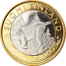 Finland, 5 Euro, Le lynx boréal en Häme, 2015, MS(63), Bi-Metallic