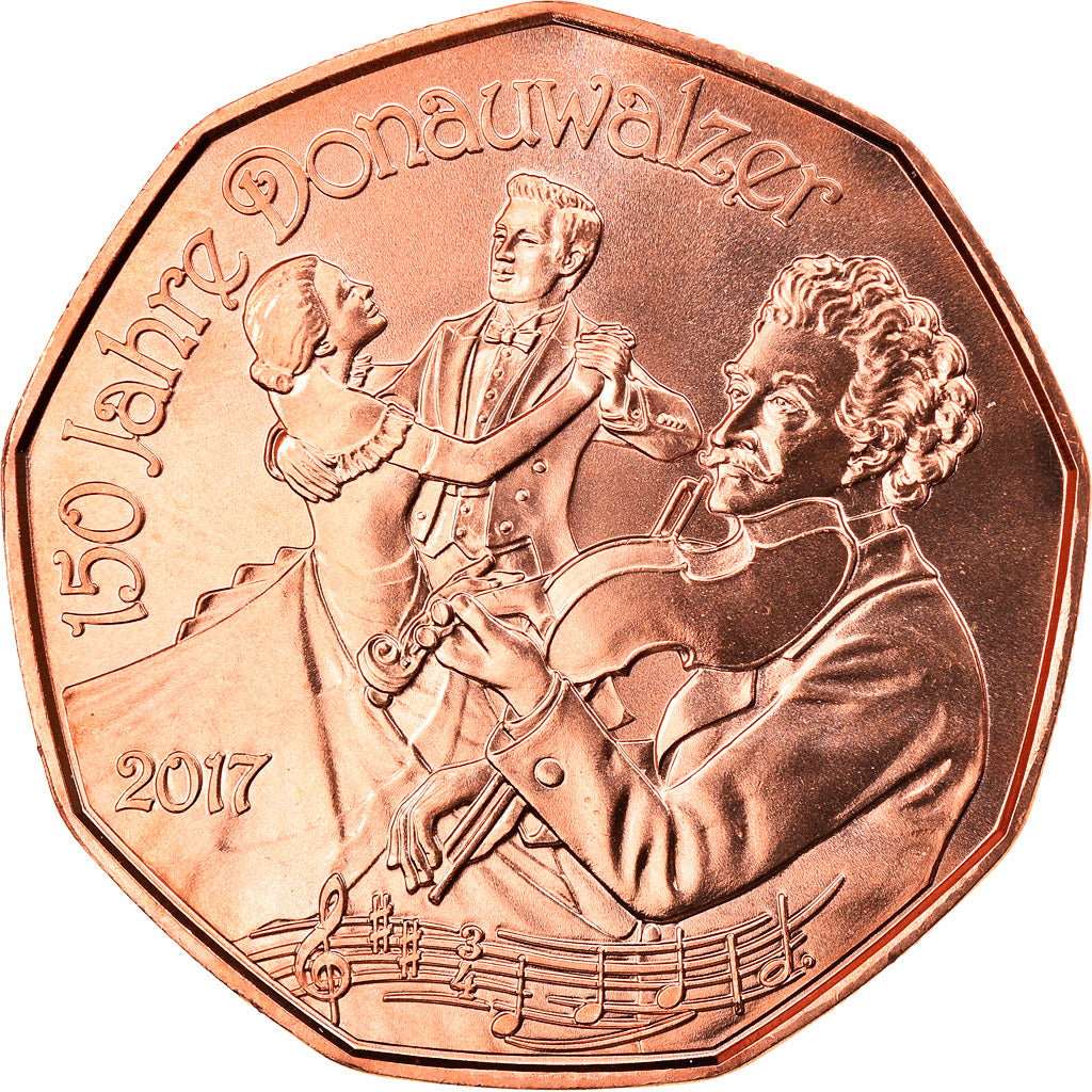 Austria, 5 Euro, 150 years danube waltz, 2017, MS(65-70), Copper