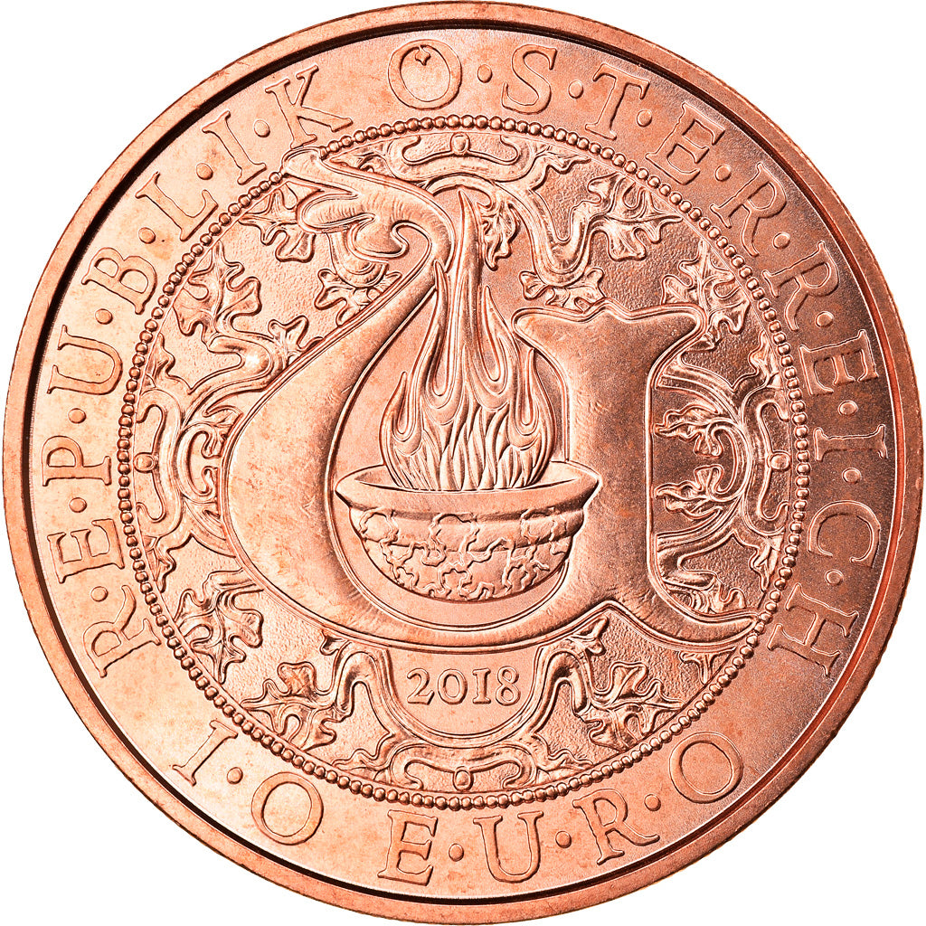 Austria, 10 Euro, The Illuminating Angel, 2018, MS(65-70), Copper