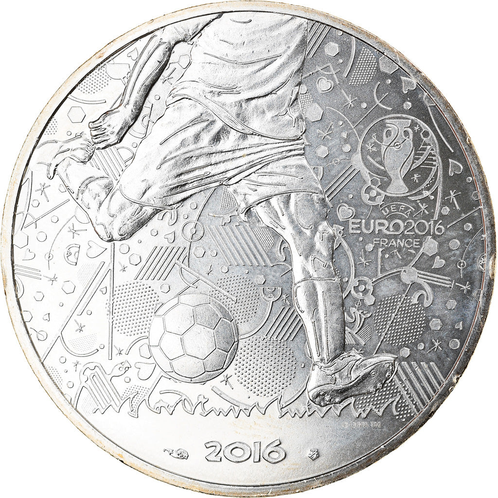 France, 10 Euro, UEFA Euro 2016, 2016, Paris, MS(64), Silver