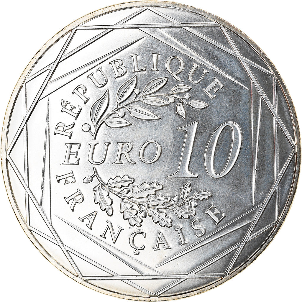 France, 10 Euro, UEFA Euro 2016, 2016, Paris, MS(64), Silver