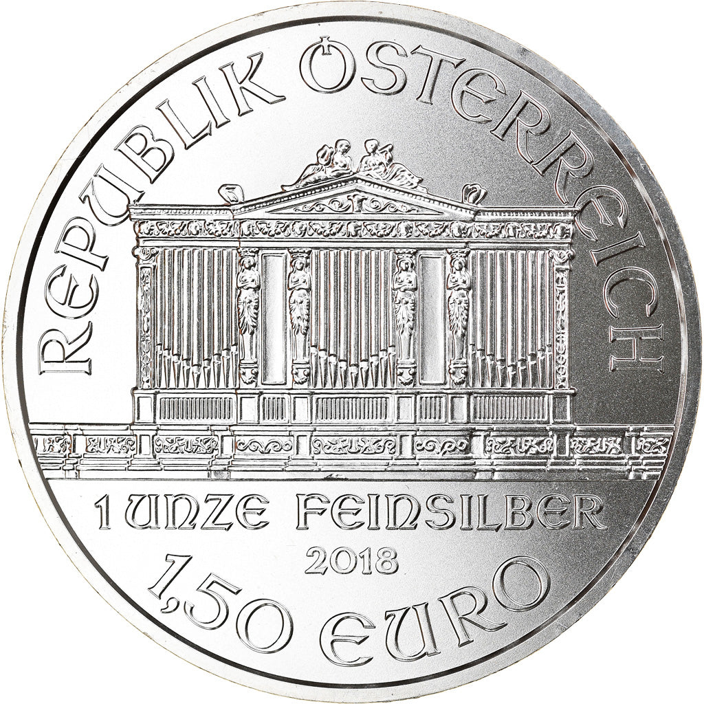 Coin, Austria, Philharmonic Orchestra, 1,5 Euro, 2018, golden, MS(65-70), Silver