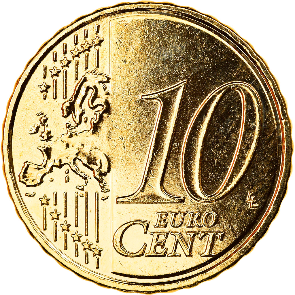 Malta, 10 Euro Cent, 2008, Paris, gold-plated coin, UNC-, Tin, KM:128