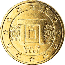 Malta, 2 Euro Cent, 2008, Paris, gold-plated coin, MS(63), Copper Plated Steel