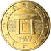 Malta, 2 Euro Cent, 2008, Paris, gold-plated coin, MS(63), Copper Plated Steel