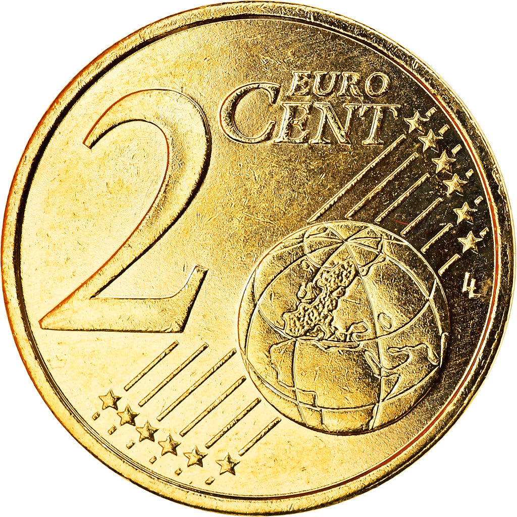 Malta, 2 Euro Cent, 2008, Paris, gold-plated coin, MS(63), Copper Plated Steel