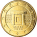 Malta, Euro Cent, 2008, Paris, gold-plated coin, MS(63), Aço Cromado a Cobre