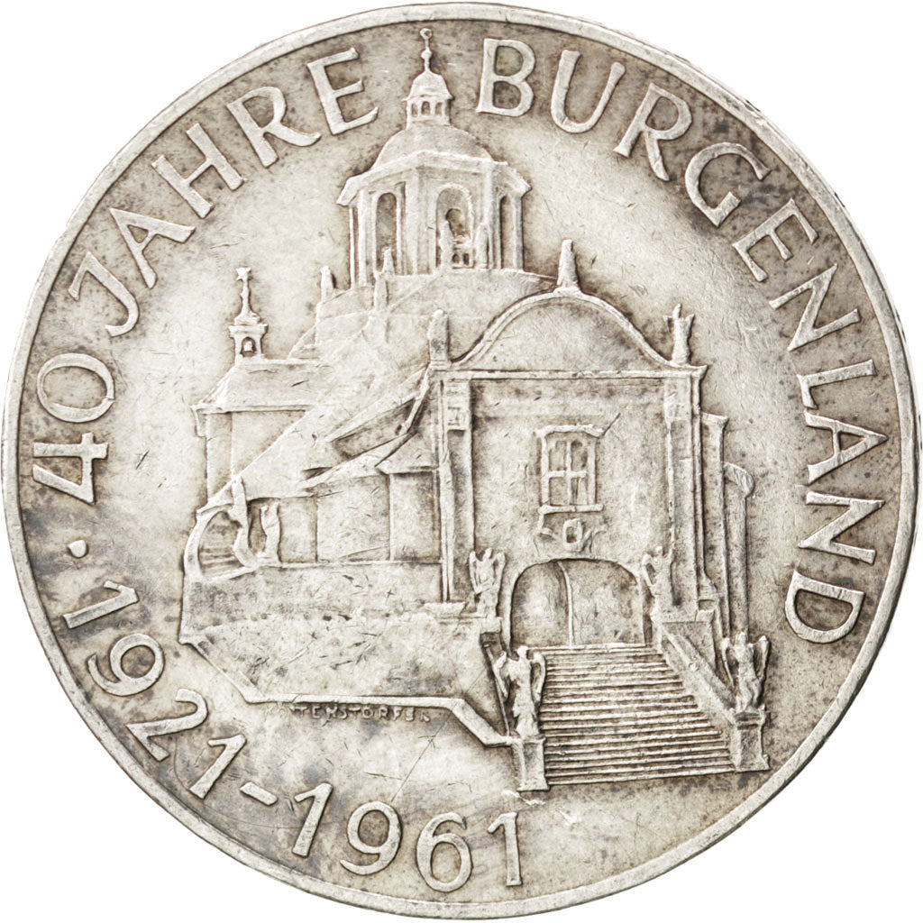 AUSTRIA, 25 Schilling, 1961, KM #2891, AU(55-58), Silver, 30, 13.03