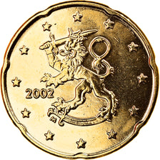 Finland, 20 Euro Cent, 2002, Vantaa, gold-plated coin, MS(65-70), Brass, KM:102