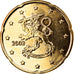 Finland, 20 Euro Cent, 2002, Vantaa, gold-plated coin, MS(65-70), Brass, KM:102