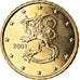 Finland, 10 Euro Cent, 2001, Vantaa, gold-plated coin, MS(64), Brass, KM:101
