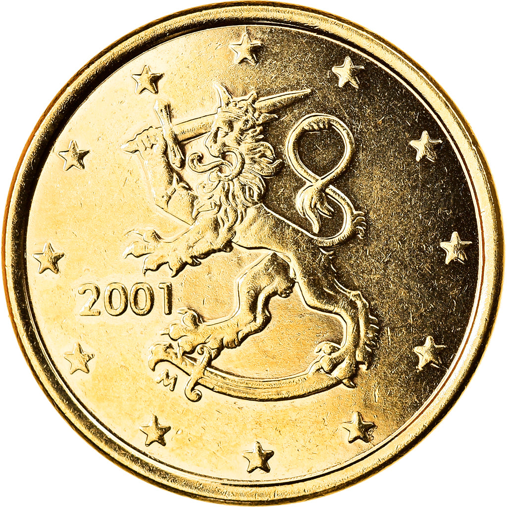 Finlandia, 5 Euro Cent, 2001, Vantaa, gold-plated coin, SC+, Cobre chapado en