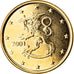 Finlandia, 5 Euro Cent, 2001, Vantaa, gold-plated coin, SC+, Cobre chapado en