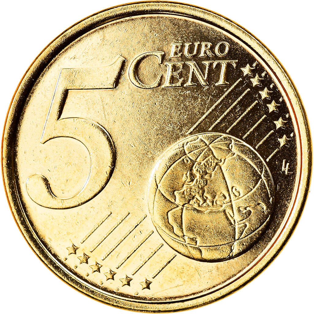 Finlandia, 5 Euro Cent, 2001, Vantaa, gold-plated coin, SC+, Cobre chapado en