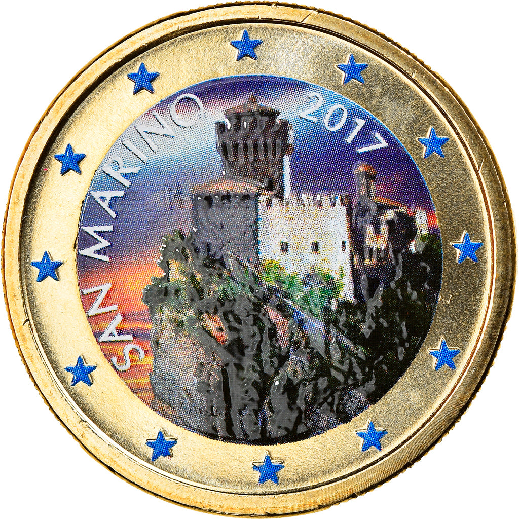 San Marino, 1 Euro, 2017, Colourized, FDC, Bimetálico
