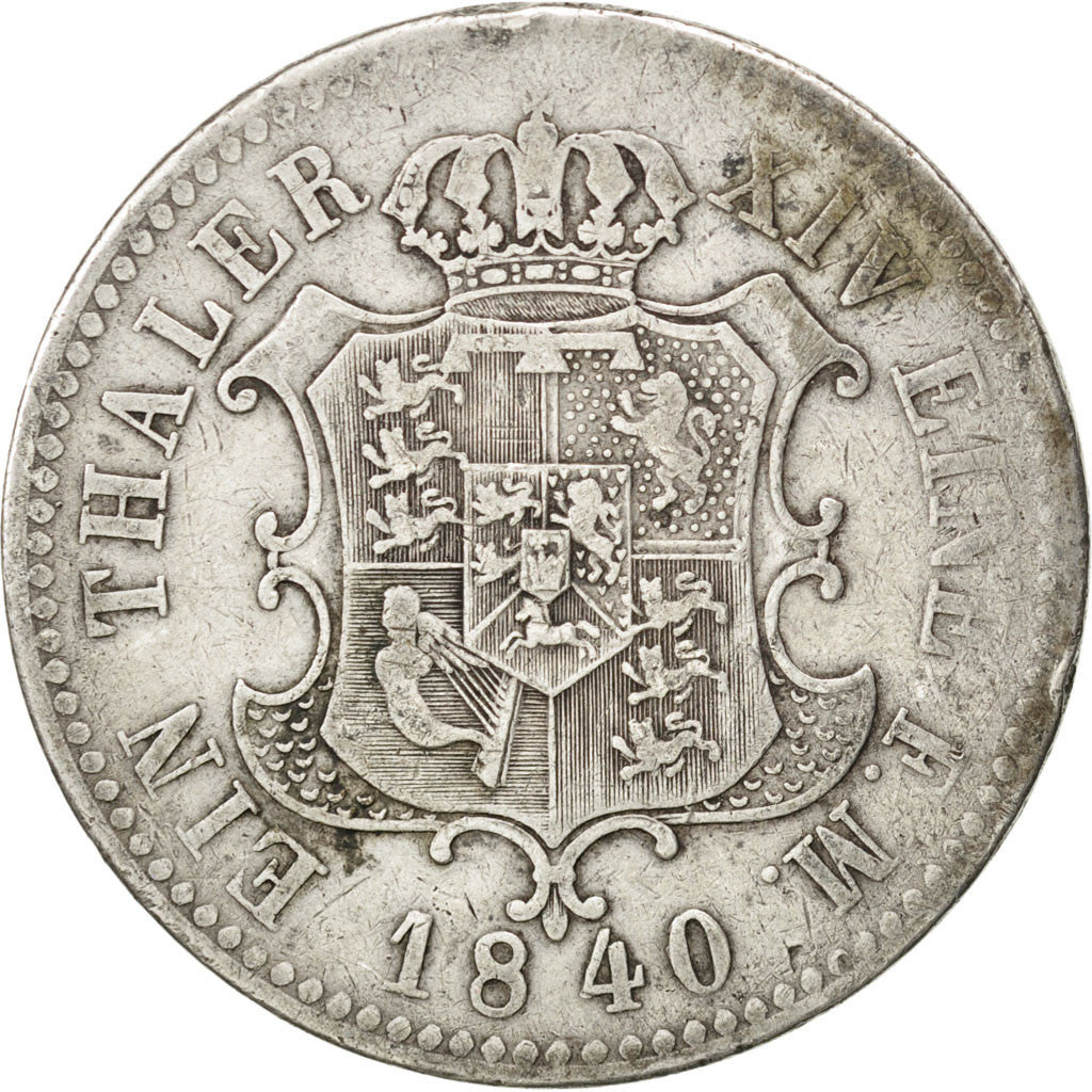Coin, German States, HANNOVER, Ernst August, Thaler, 1840, Clausthal, VF(20-25)