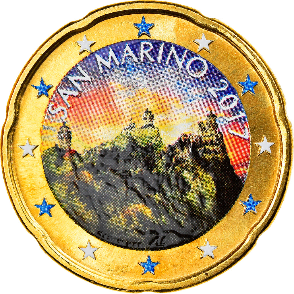 San Marino, 20 Euro Cent, 2017, Colourized, UNZ+, Messing