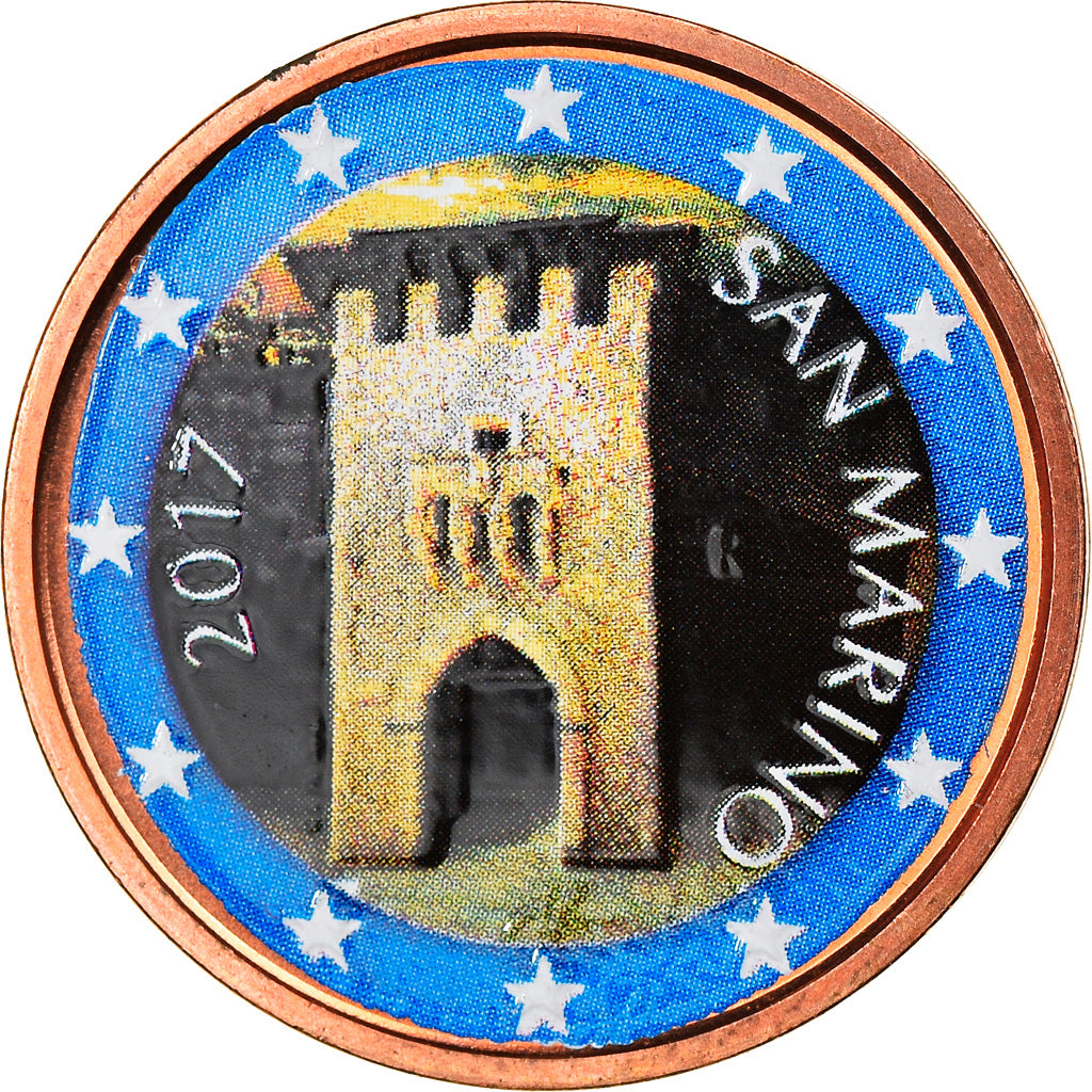 San Marino, 2 Euro Cent, 2017, Colourized, MS(64), Copper Plated Steel