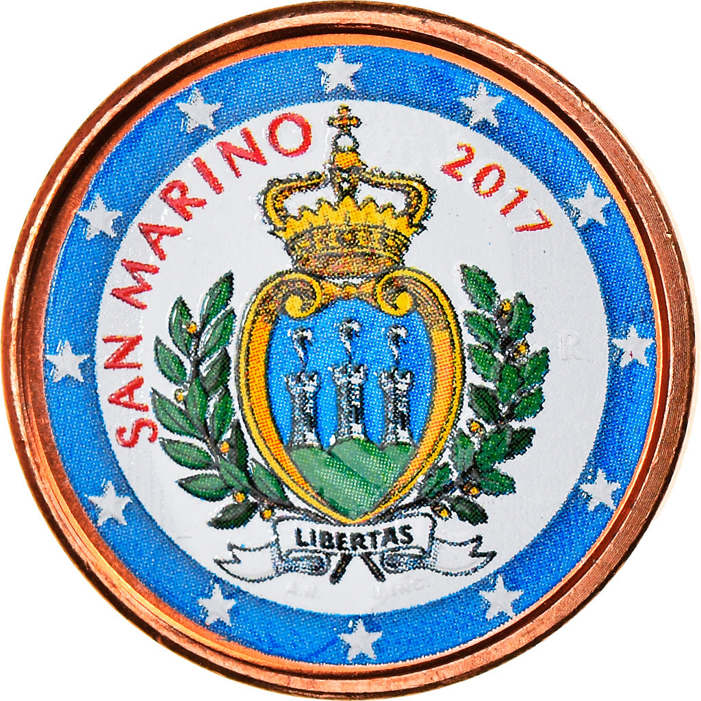 San Marino, Euro Cent, 2017, Colourized, MS(64), Copper Plated Steel