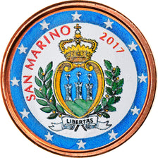 San Marino, Euro Cent, 2017, Colourized, MS(64), Copper Plated Steel
