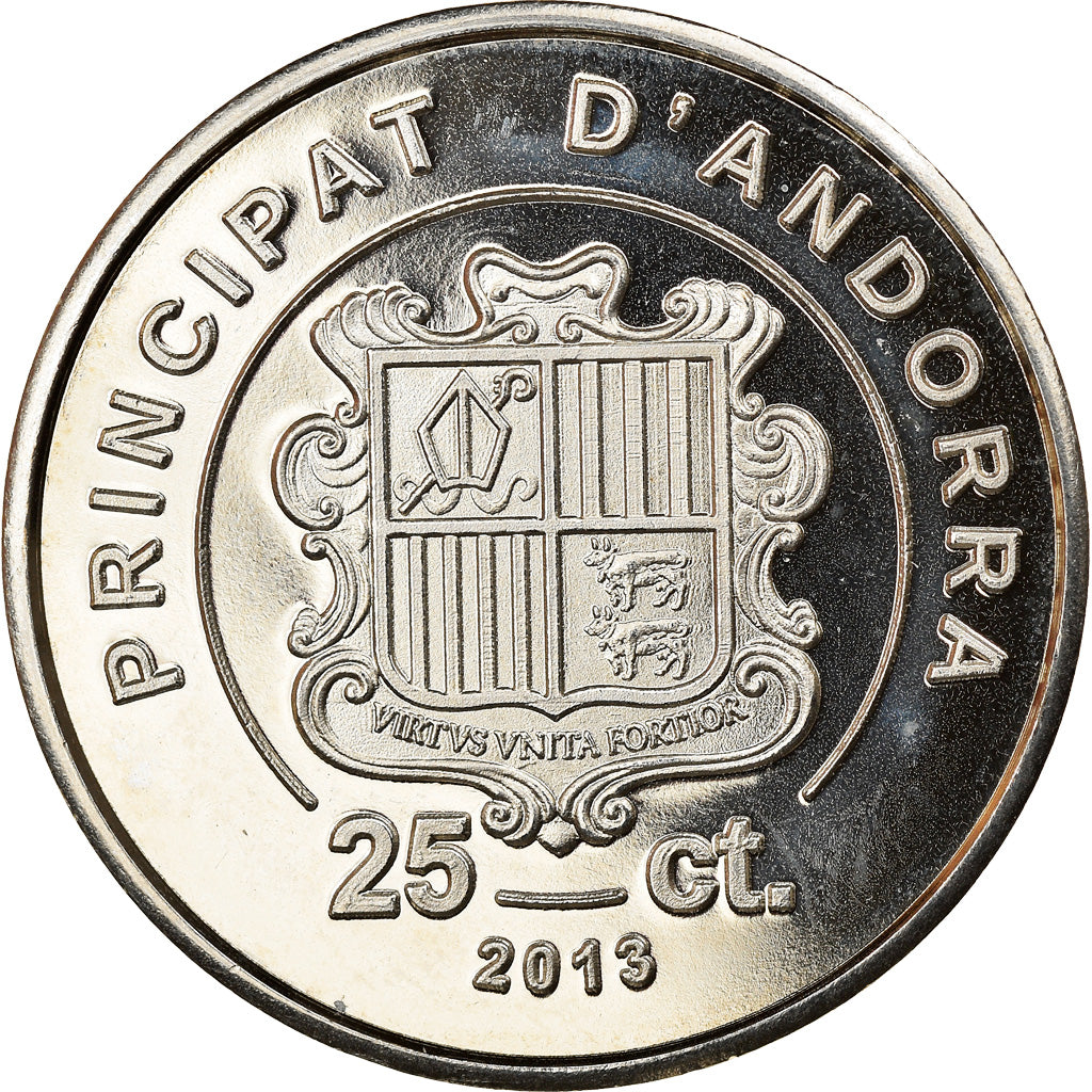 Coin, Andorra, 25 Centims, 2013, MS(64), Copper-nickel