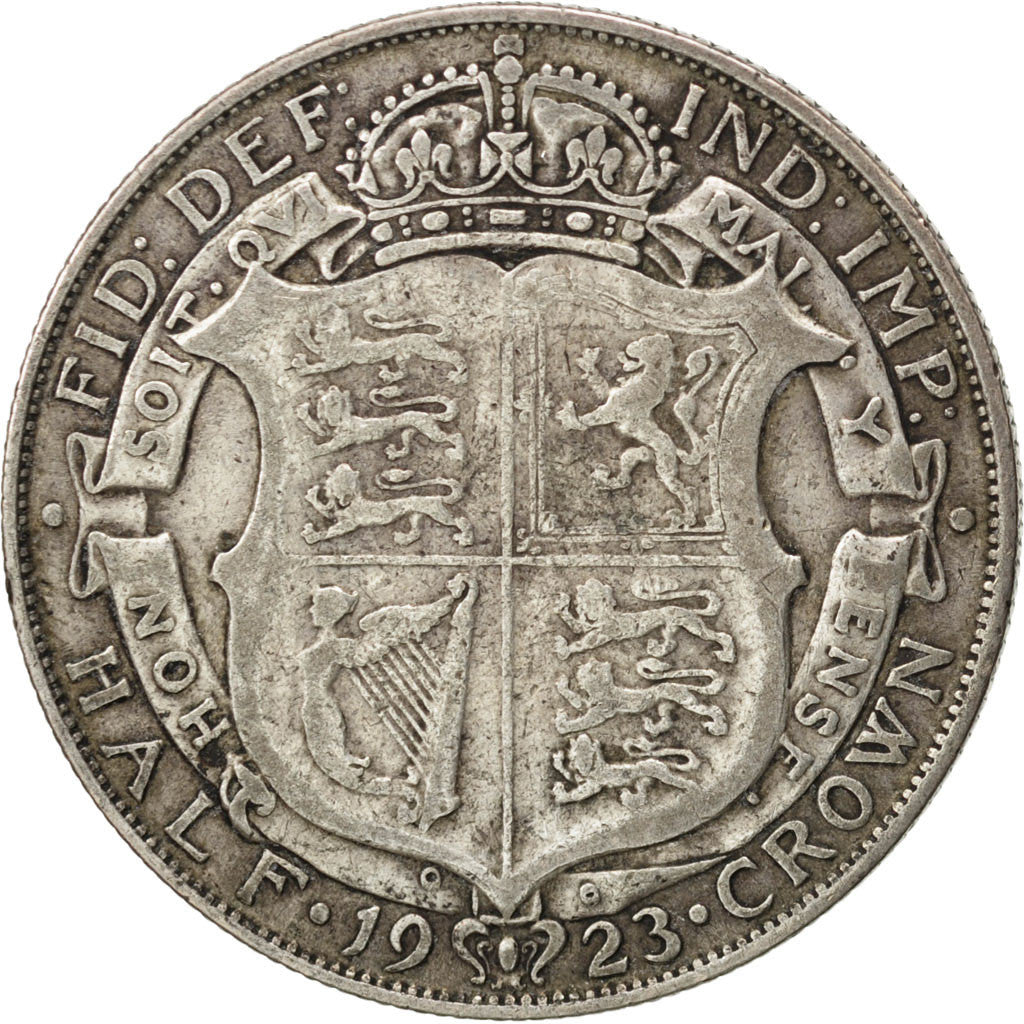 GREAT BRITAIN, 1/2 Crown, 1923, KM #818.2, VF(20-25), Silver, 32.3, 13.96