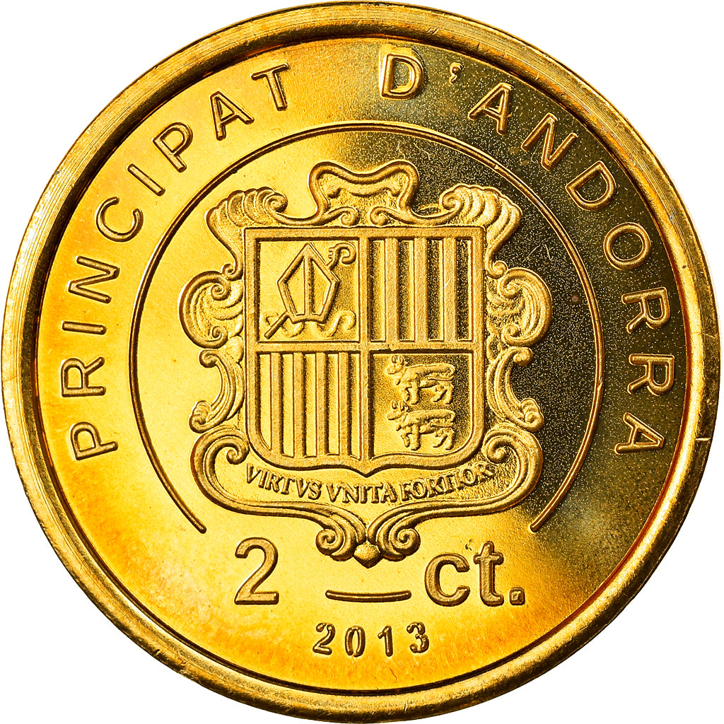Moneta, Andorra, 2 Centims, 2013, SPL+, Rame-nichel