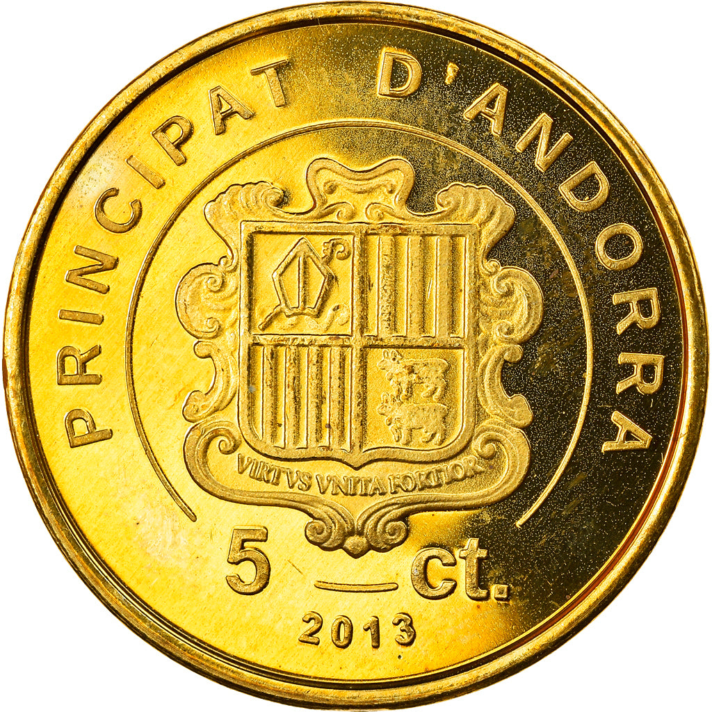 Moneta, Andorra, 5 Centims, 2013, SPL+, Rame-nichel