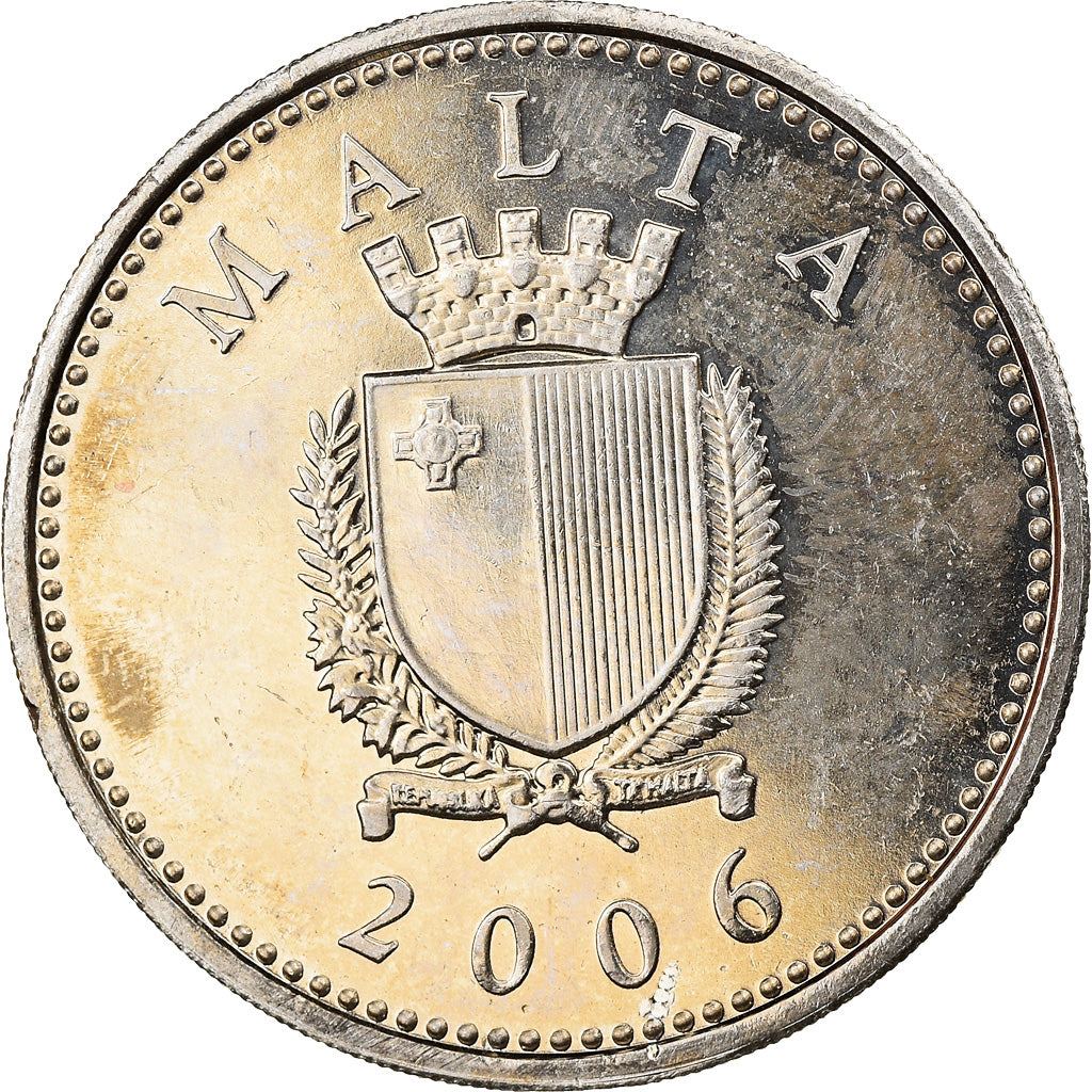 Coin, Malta, 25 Cents, 2006, MS(63), Nickel