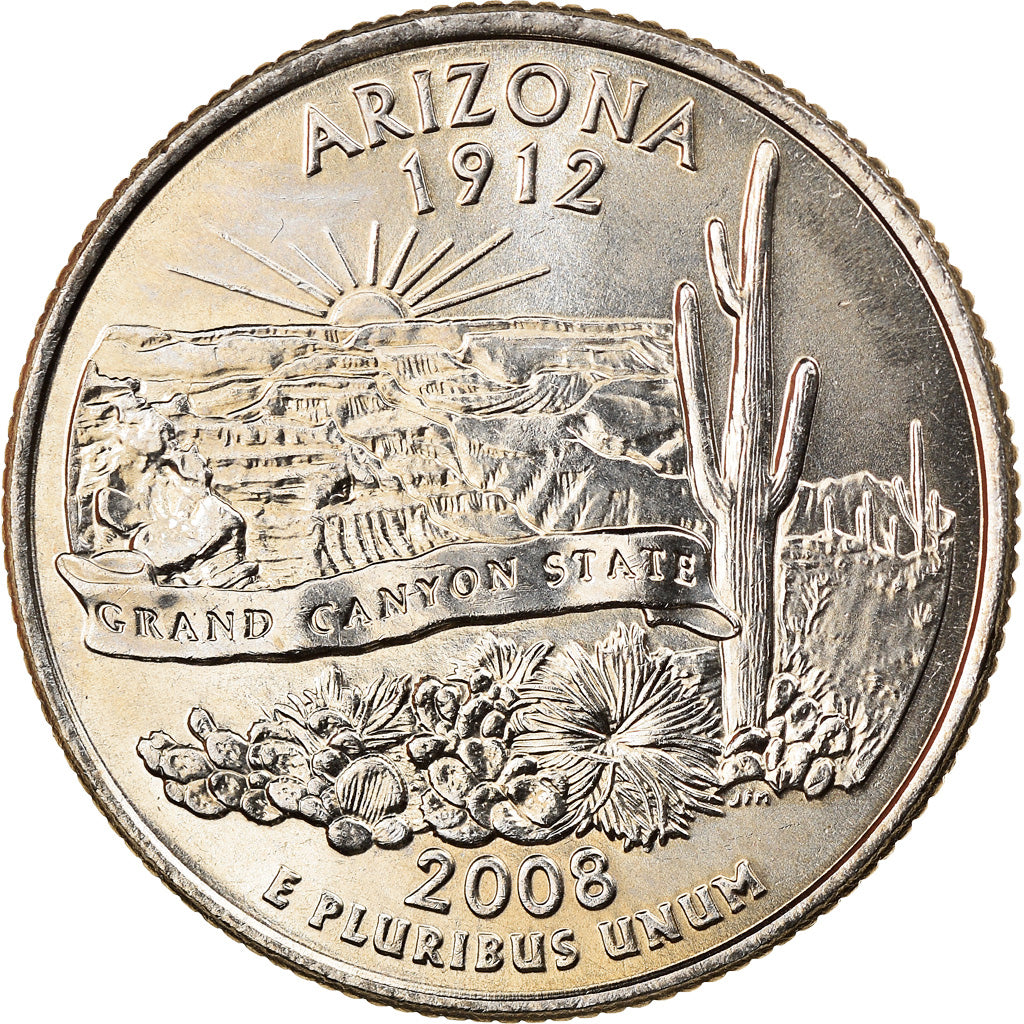 Coin, United States, Arizona, Quarter, 2008, U.S. Mint, Dahlonega, MS(64)