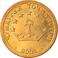 Coin, Tajikistan, 5 Drams, 2001, St. Petersburg, MS(64), Brass Clad Steel