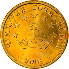 Coin, Tajikistan, 25 Drams, 2001, St. Petersburg, MS(64), Brass, KM:5.1
