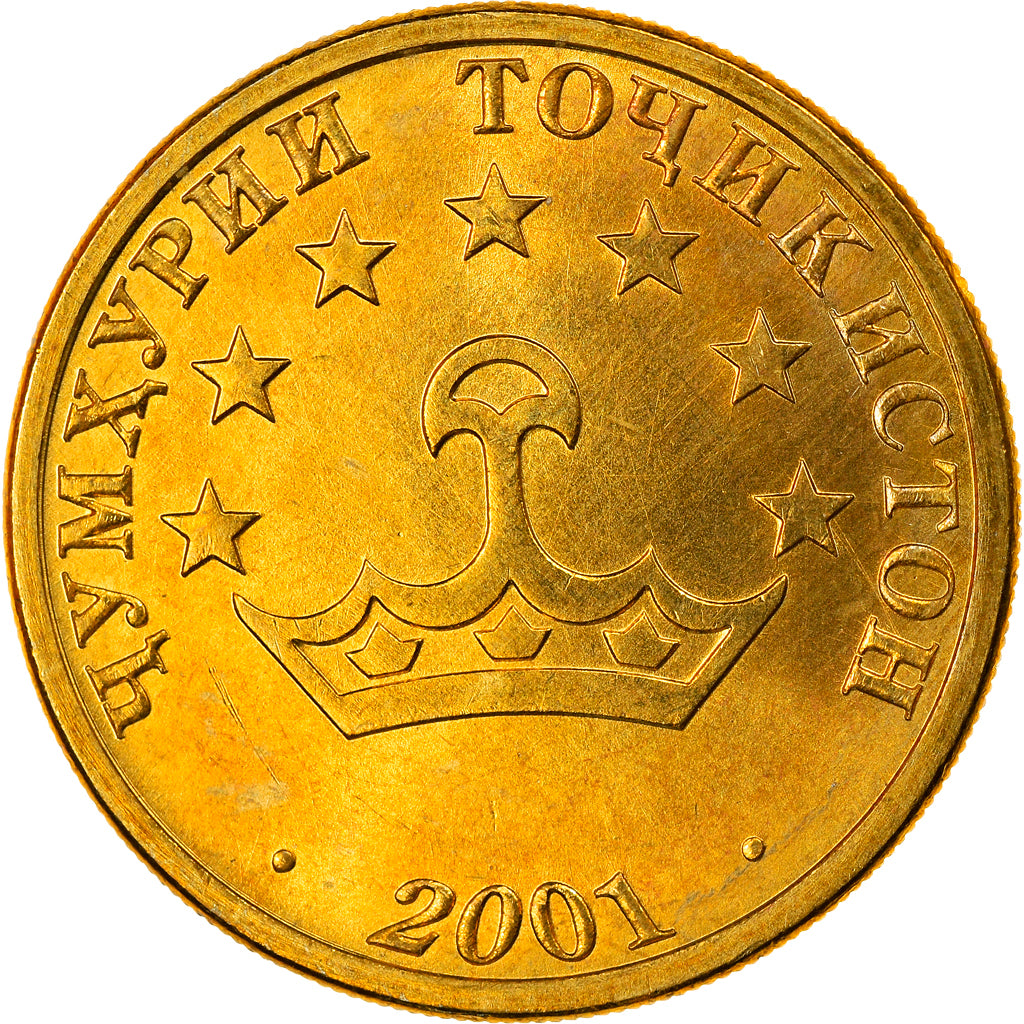 Monnaie, Tajikistan, 50 Drams, 2001, St. Petersburg, SPL+, Laiton, KM:6.1