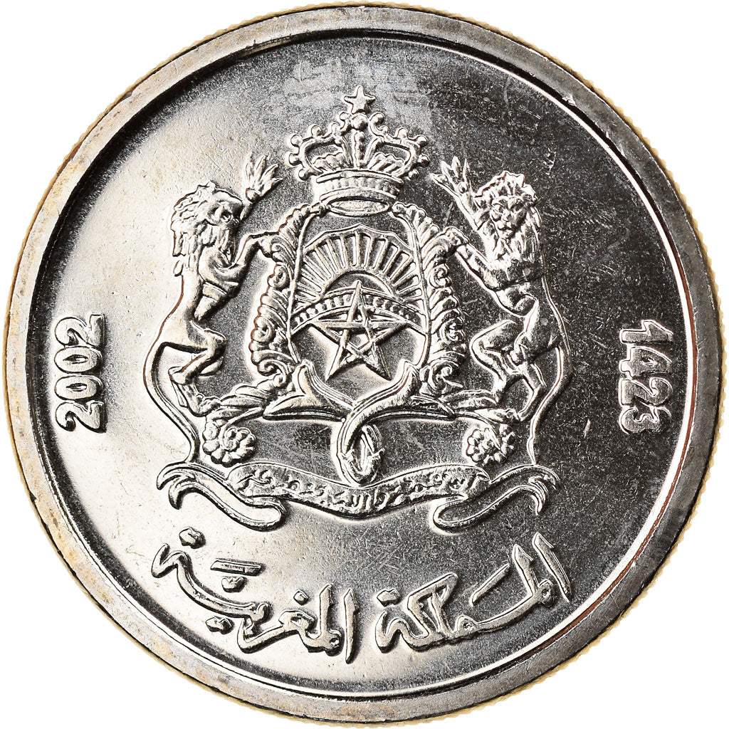 Coin, Morocco, Mohammed VI, 1/2 Dirham, 2002, MS(64), Copper-nickel, KM:116