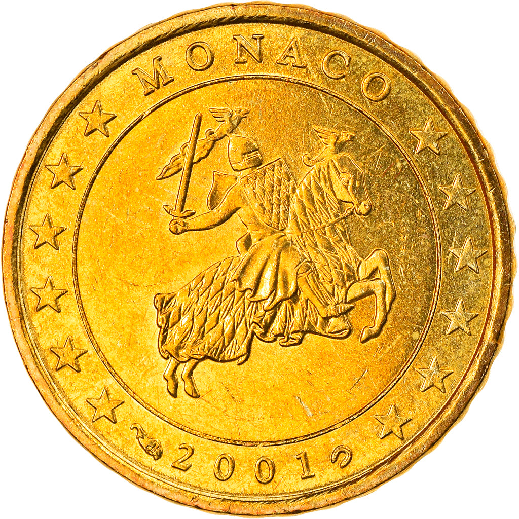 Monaco, 10 Euro Cent, 2001, Paris, SPL, Ottone, KM:170