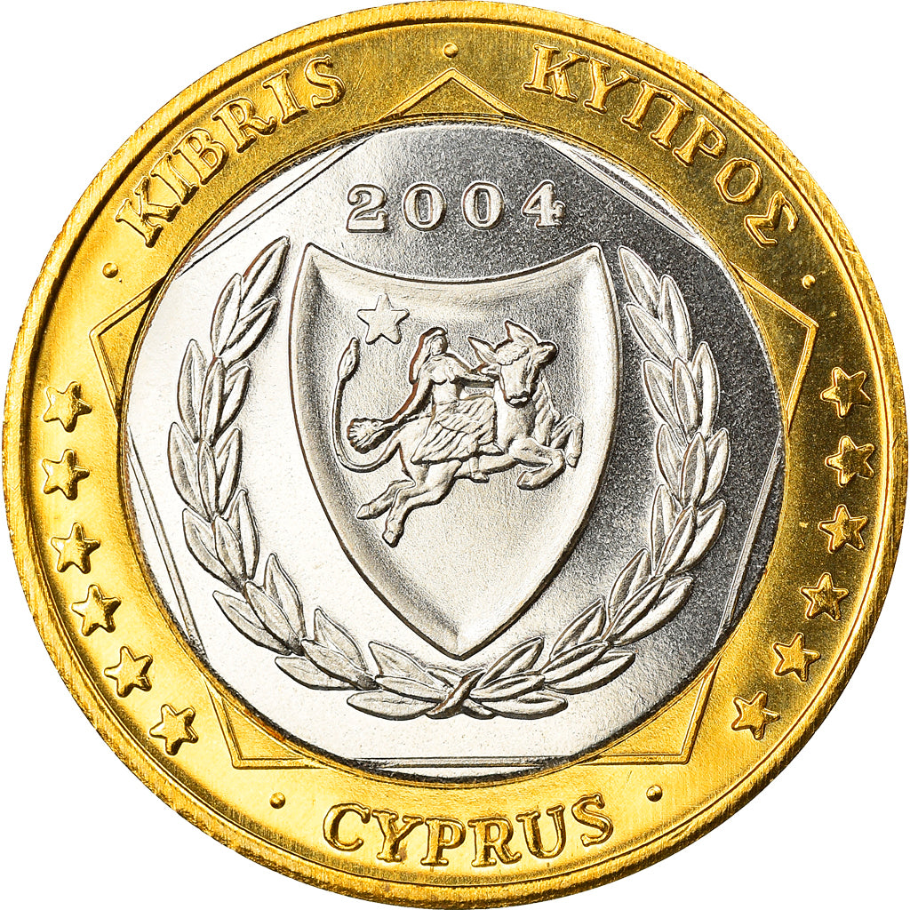 Moeda, Chipre, 1 Euro, 2004, Proof, MS(65-70), Bimetálico