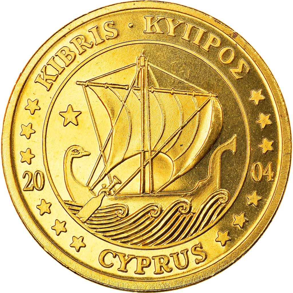 Moeda, Chipre, 50 Cents, 2004, Proof, MS(65-70), Latão