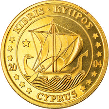 Moeda, Chipre, 50 Cents, 2004, Proof, MS(65-70), Latão