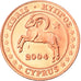 Moeda, Chipre, 1 Cent, 2004, Proof, MS(65-70), Cobre