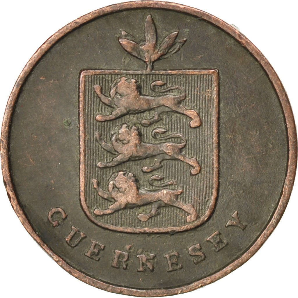 GUERNSEY, Double, 1830, KM #1, VF(30-35), Copper, 2.40