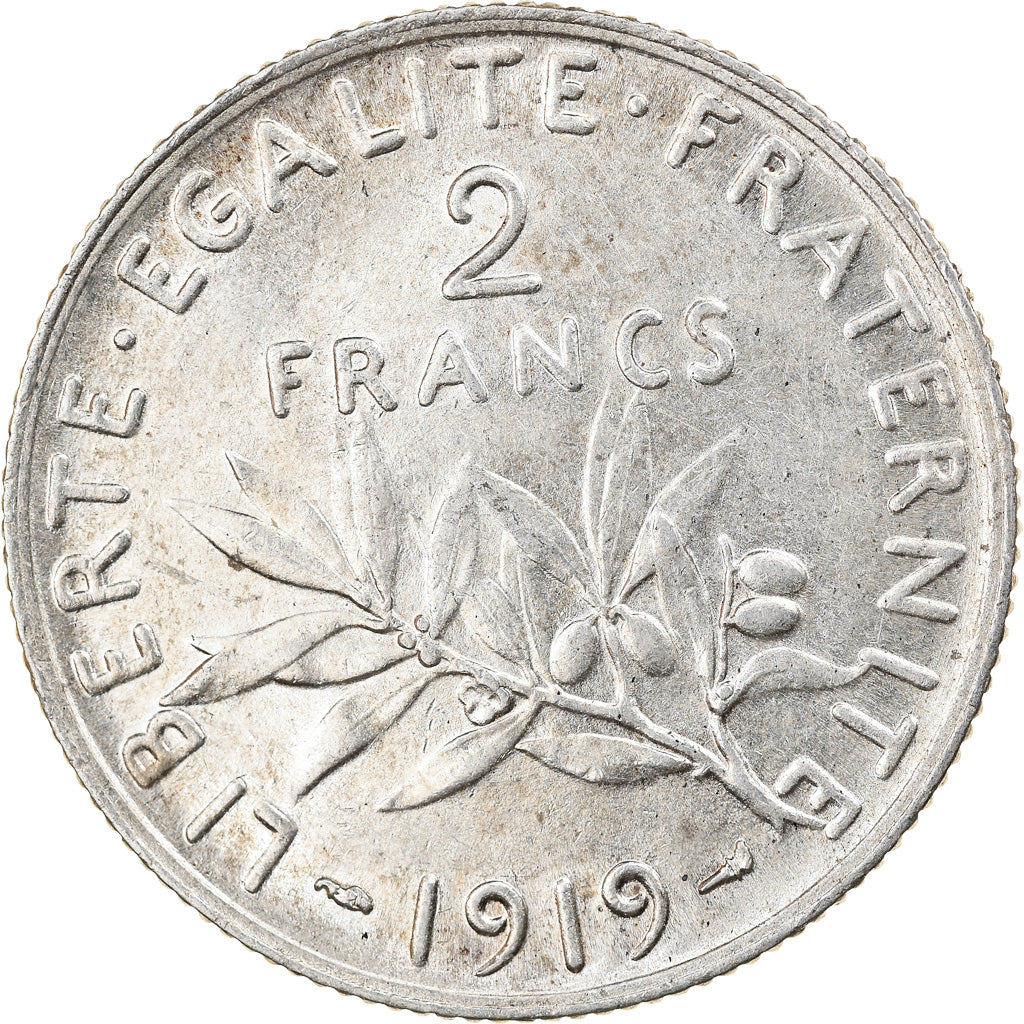 Coin, France, Semeuse, 2 Francs, 1919, Paris, AU(55-58), Silver, KM:845.1