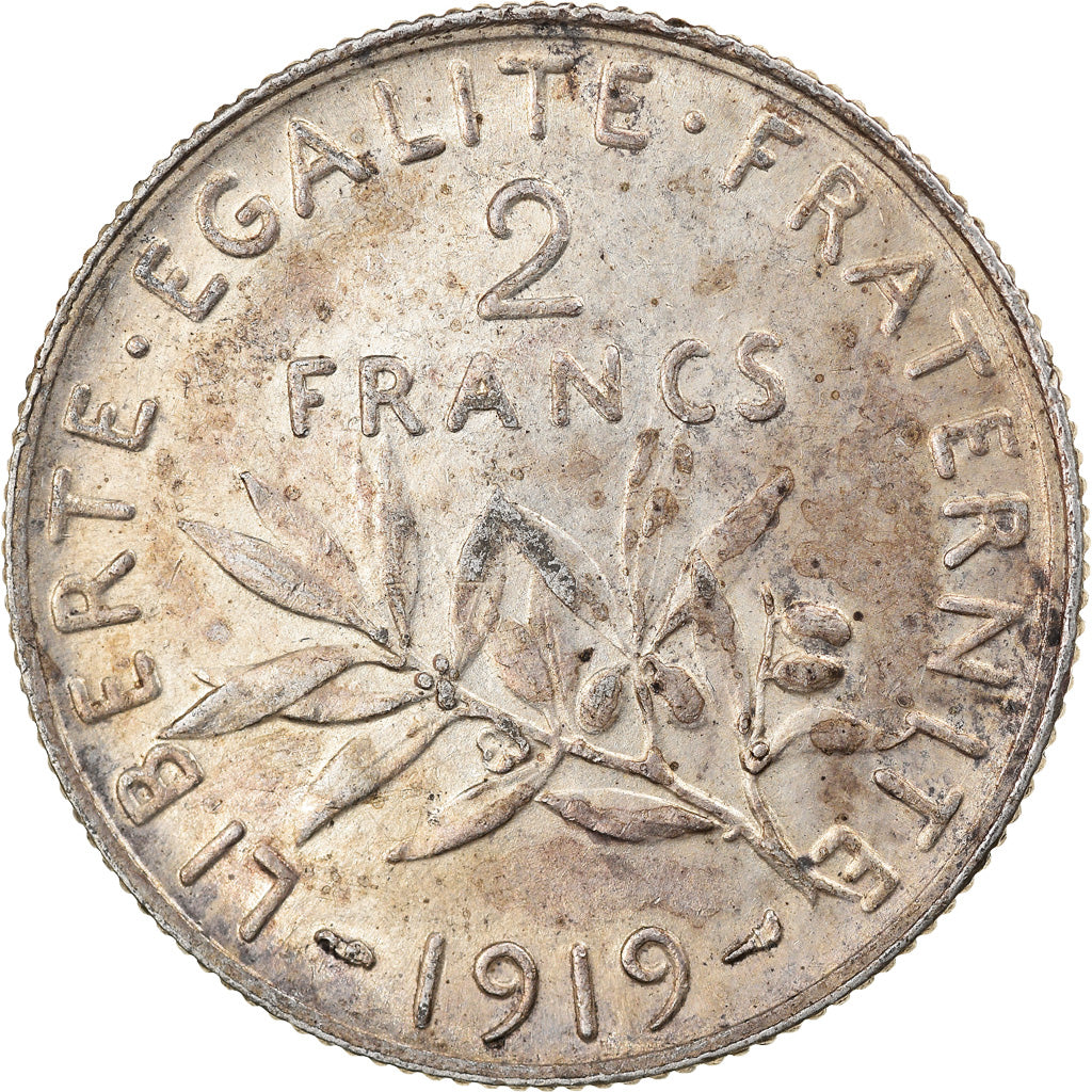 Coin, France, Semeuse, 2 Francs, 1919, Paris, AU(50-53), Silver, KM:845.1