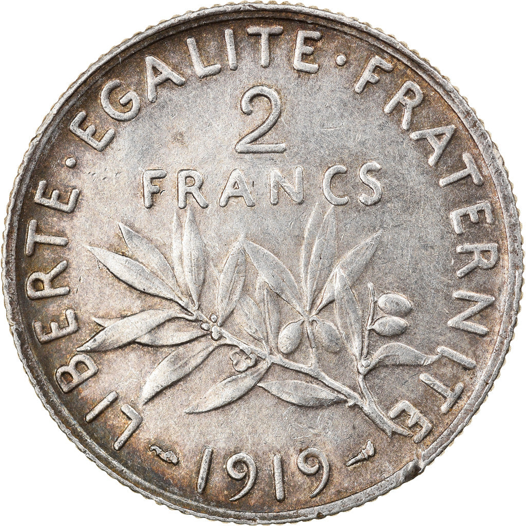 Coin, France, Semeuse, 2 Francs, 1919, Paris, EF(40-45), Silver, KM:845.1
