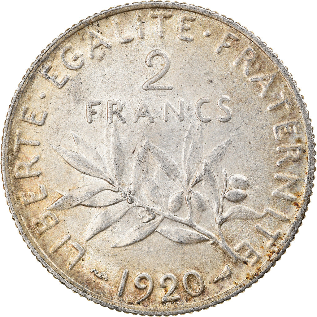 Coin, France, Semeuse, 2 Francs, 1920, Paris, AU(50-53), Silver, KM:845.1