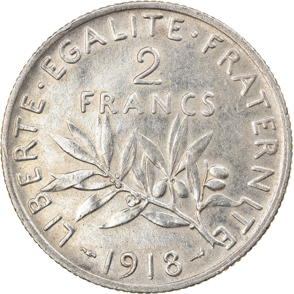 Coin, France, Semeuse, 2 Francs, 1918, Paris, EF(40-45), Silver, KM:845.1