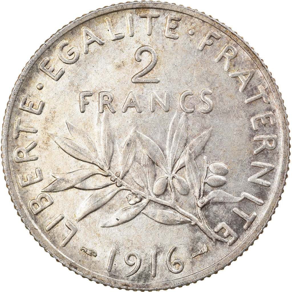 Münze, Frankreich, Semeuse, 2 Francs, 1916, Paris, VZ+, Silber, KM:845.1