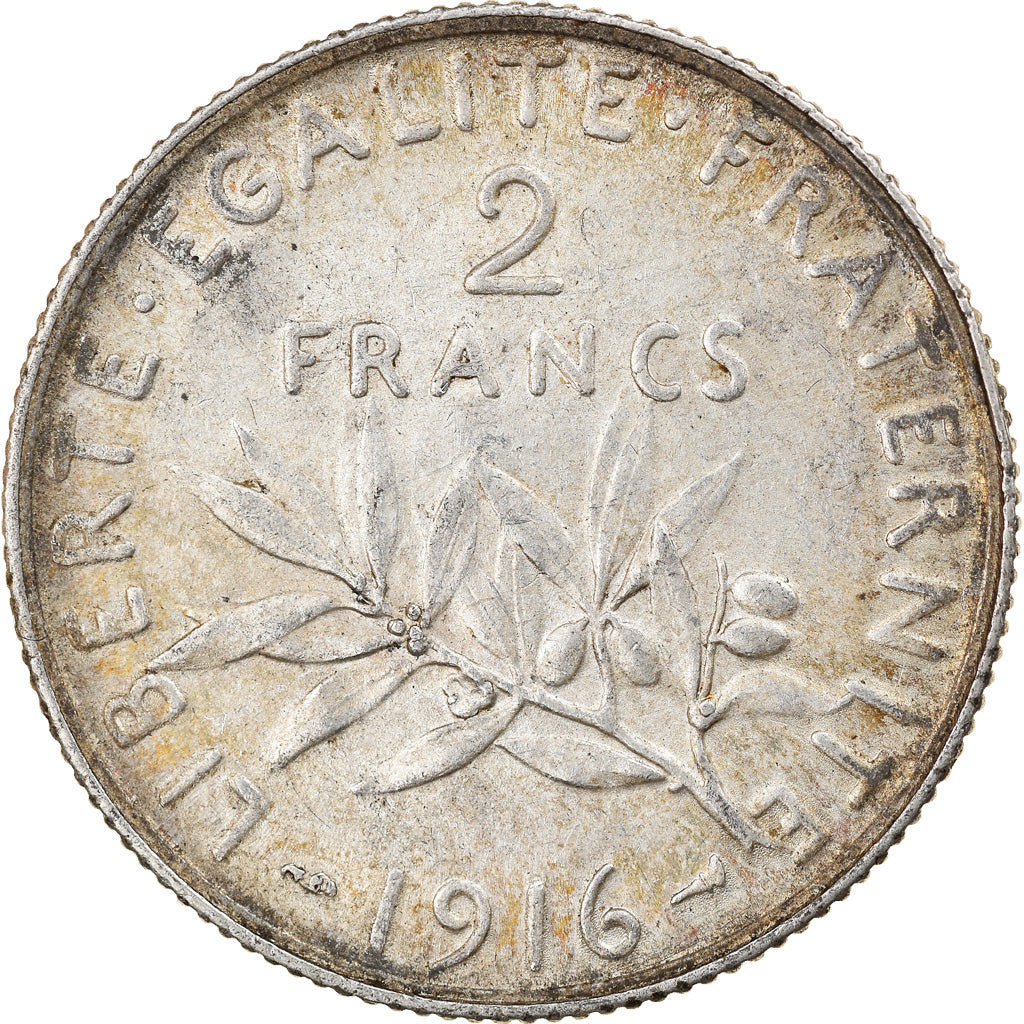 Coin, France, Semeuse, 2 Francs, 1916, Paris, EF(40-45), Silver, KM:845.1